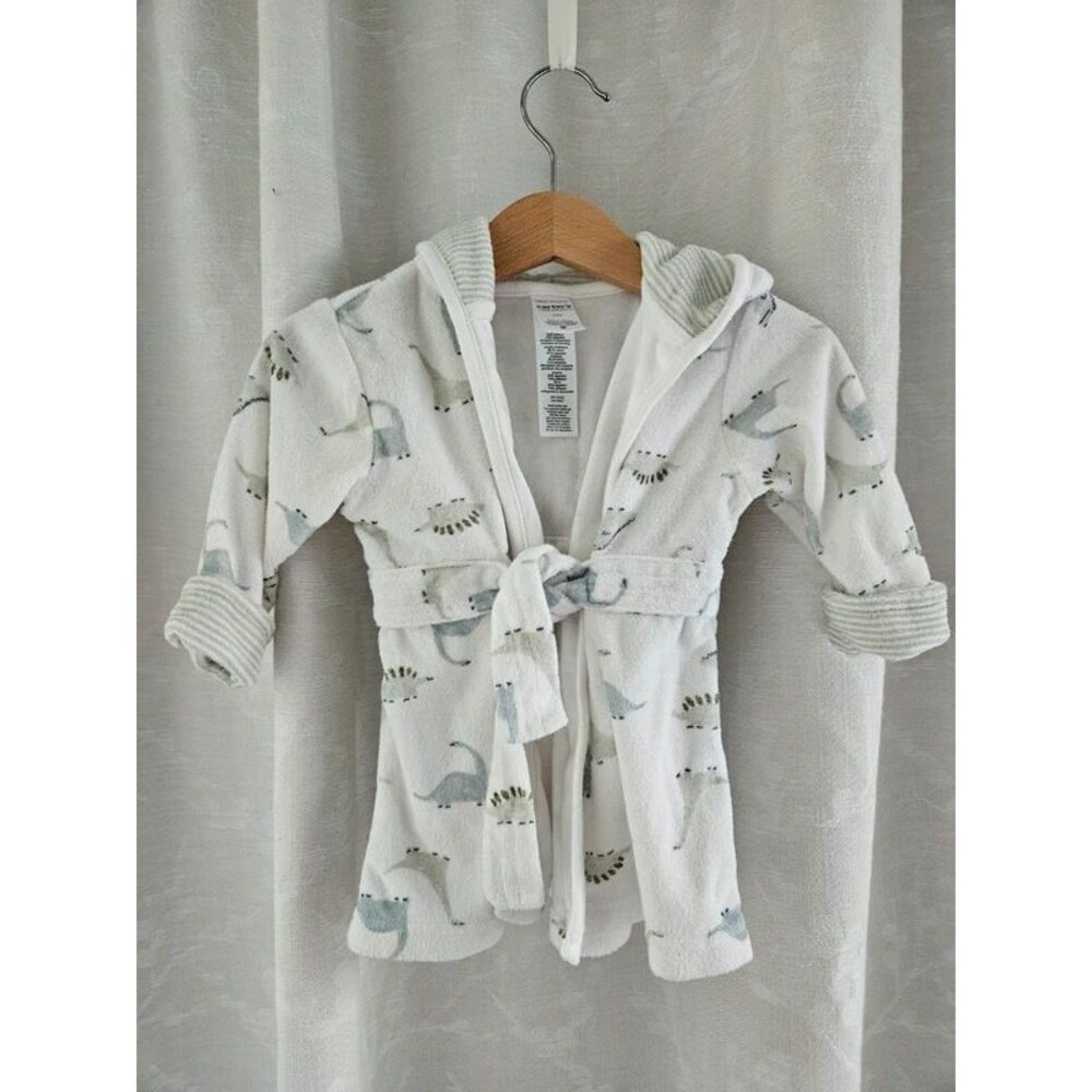 Carter’s Just One You Dinosaur Hooded Baby Bathrobe White Sage Blue 0-9M